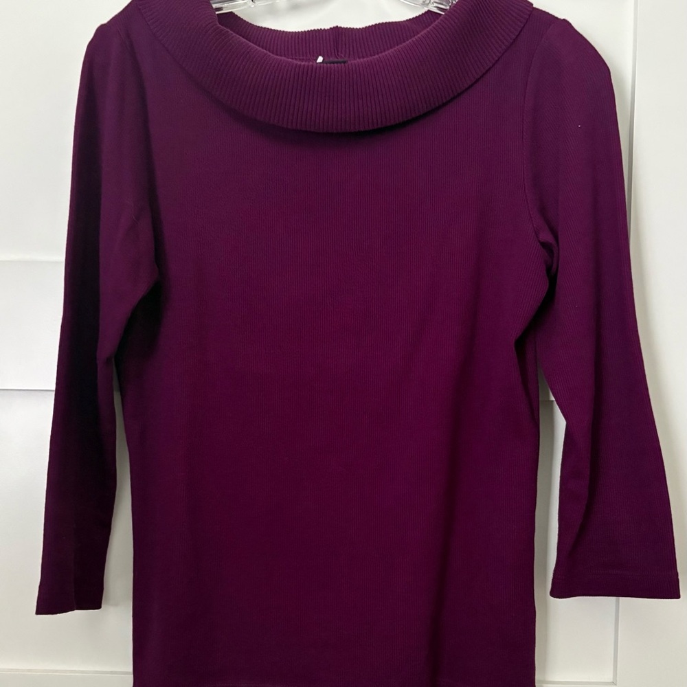 Rafaella Women's Cowl Neck Sweater in Deep Plum